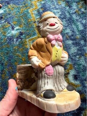Jasco Hobo Luvkins Porcelain Clown Candle Holder Planter 5 Inch